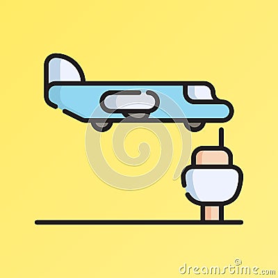 Departures Icon Vector Illustration. Flat Outline Cartoon. Travel and Tourism Icon Concept Isolated Premium Vector Vector Illustration