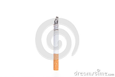 Dependence on tobacco smoking, cigarette on a white background, Stock Photo