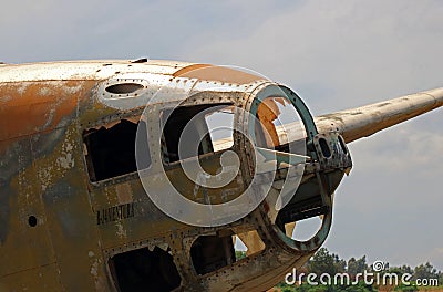 DEPICTED CRASH SITE OF THE WRECK OF A VINTAGE B-34 VENTURA BOMBER ON DISPLAY AT THE SOUTH AFRICAN AIR FORCE MUSEUM Editorial Stock Photo