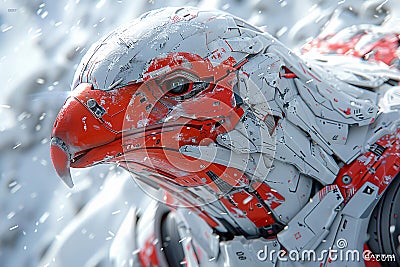 Depicting a robot thunderbird . close-up. raw image. bauhaus, atmospheric, octane , unreal engine, v-ray, ray tracing, front lig Cartoon Illustration