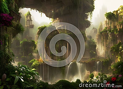 The Hanging Gardens depiction Stock Photo