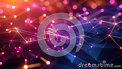 Visualize neural networks with glowing nodes and pathways, a modern view of interconnected data AIG62 Stock Photo