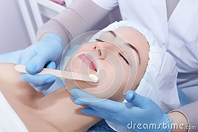 Depilation with hot wax Stock Photo