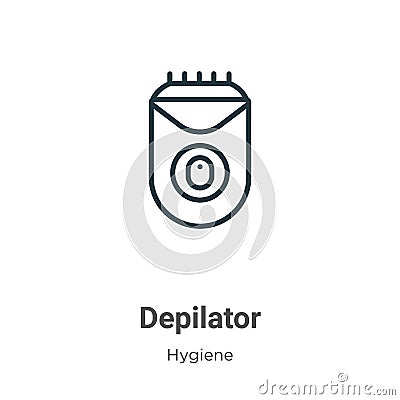 Depilator outline vector icon. Thin line black depilator icon, flat vector simple element illustration from editable hygiene Vector Illustration