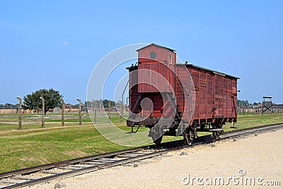 Deportation wagon at Auschwitz II Editorial Stock Photo