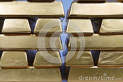 Deposit of illegal gold in amount of 500 kilos in standard bricks Stock Photo