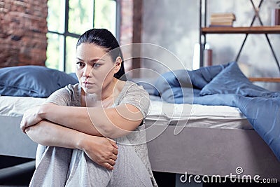 Depressed attractive woman having sleep disorder Stock Photo