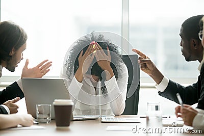 Depressed black woman leader suffering from gender discriminatio Stock Photo