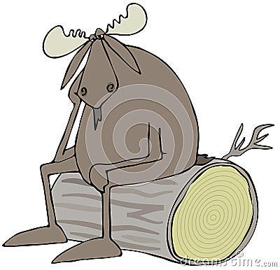 Depressed bull moose Stock Photo