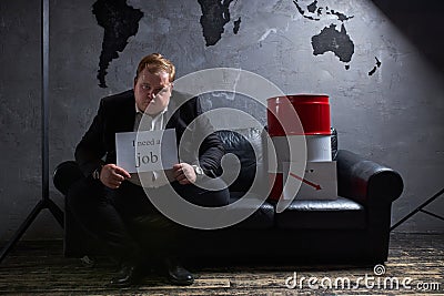 Depressed businessman needs new job or business Stock Photo