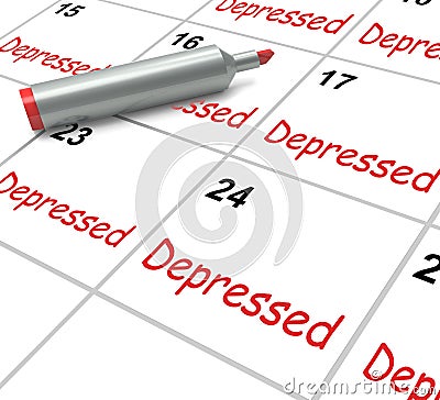 Depressed Calendar Means Discouraged Stock Photo