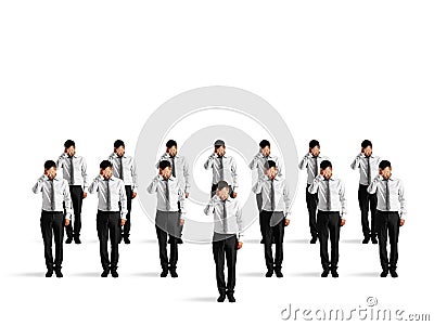 Depressed crowd of businessmen Stock Photo