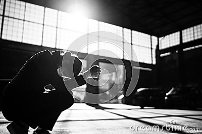 Depressed crying person with mask having mental breakdown.Fear,anxiety,panic attack due to coronavirus outbreak.Psychological, Stock Photo