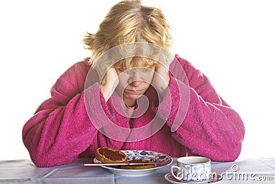 Depressed elderly woman Stock Photo