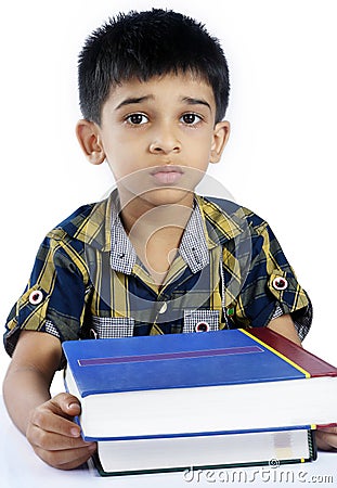 Depressed Indian School boy Stock Photo