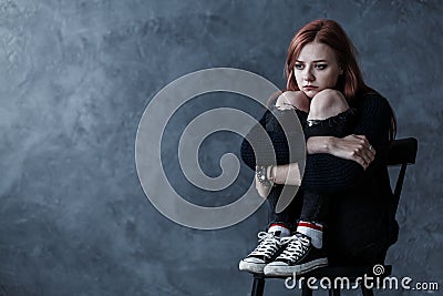 Lonely depressed girl Stock Photo