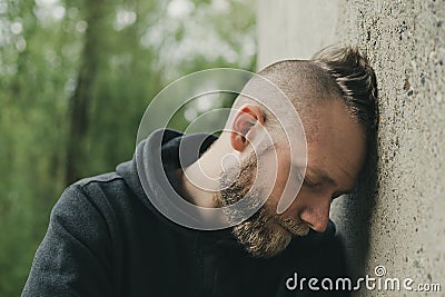 A lonely tired and depressed man Stock Photo