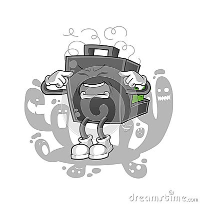 Depressed money briefcase character. cartoon vector Vector Illustration