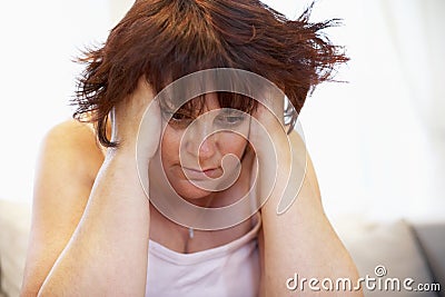 Depressed Overweight Woman Stock Photo