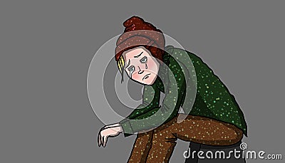 Depressed person, illustration Cartoon Illustration