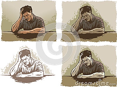 Depressed/Stressed man Vector Illustration