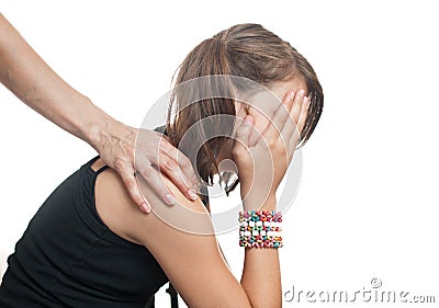 Depressed teenager sitting Stock Photo