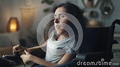 Depressed woman with a disability at home Stock Photo