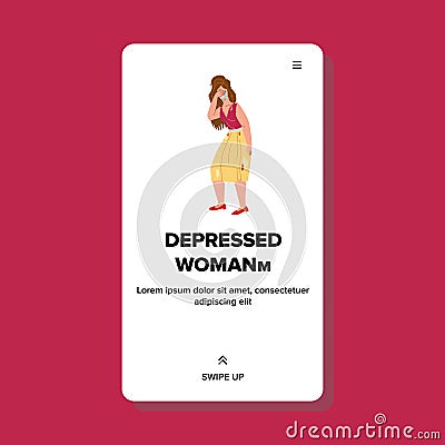 Depressed Woman With Problem Crying Alone Vector Vector Illustration