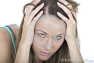 Depressed Young Woman in Despair Stock Photo