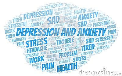 Depression And Anxiety word cloud Stock Photo