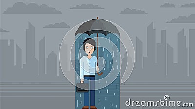 Depression concept - pixel art video game style vector illustration Vector Illustration