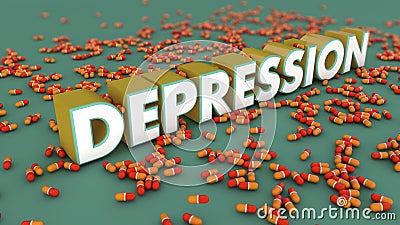 Depression 3d text Stock Photo