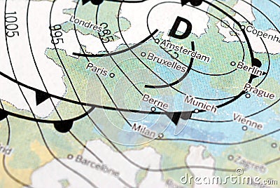 Depression drawn on a weather map Stock Photo