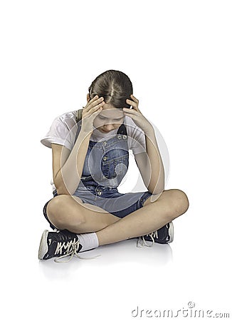 Depression and headache in women teenage problems Stock Photo