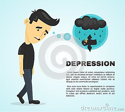 Depression infographic concept. Vector flat Vector Illustration