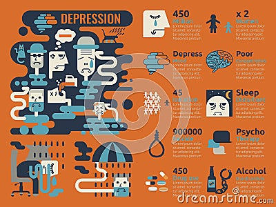Depression Infographic Vector Illustration