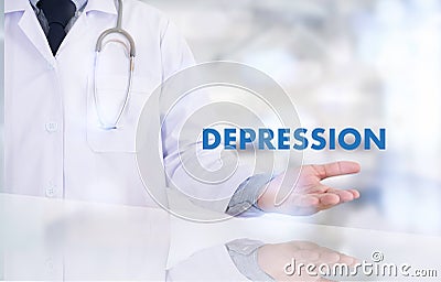 DEPRESSION miserable depressed , Depression and its consequences Stock Photo