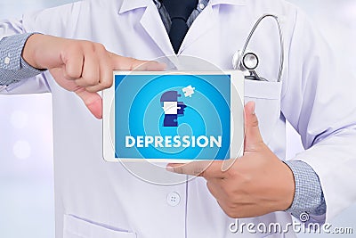 DEPRESSION miserable depressed , Depression and its consequences Stock Photo
