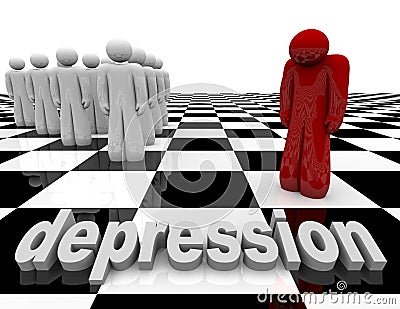 Depression - One Person Stands Alone Stock Photo