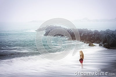 Depression and sadness concept - foggy sea Stock Photo