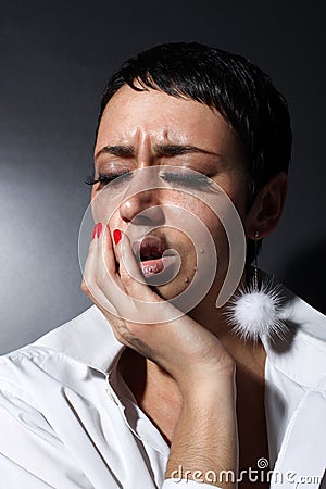 Depression woman with tears Stock Photo