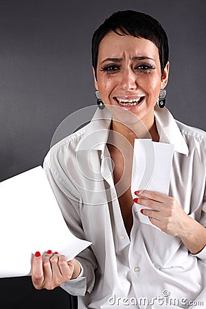 Depression woman with tears Stock Photo