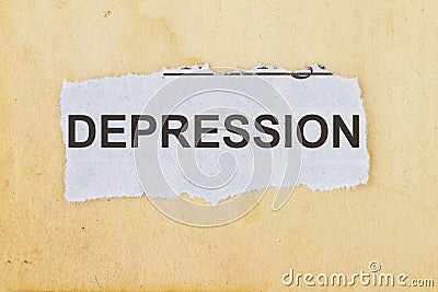 Depression word written on a newspaper cut out Stock Photo