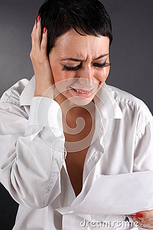 Depressive woman with tears Stock Photo