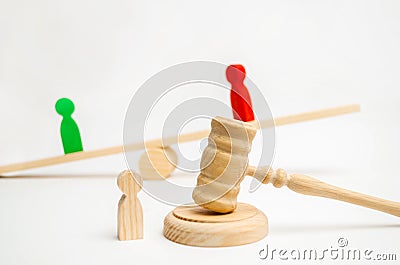 Deprivation of parental rights. concept of custody of a child. legal divorce. hammer of a judge. family court, law. parents stand Stock Photo