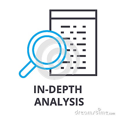 In depth analysis thin line icon, sign, symbol, illustation, linear concept, vector Vector Illustration