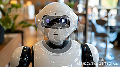 In depth display of artificial intelligence digital avatar on screen to boost search relevance Stock Photo