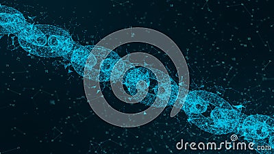 Depth of field, Network Chain Links Connections, Crypto currency connected and Digital technology network concept Stock Photo