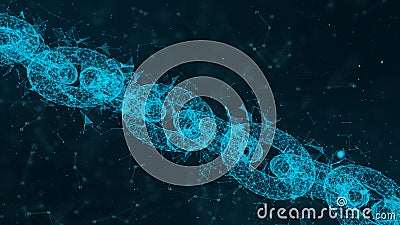 Depth of field, Network Chain Links Connections, Crypto currency connected and Digital technology network concept Stock Photo