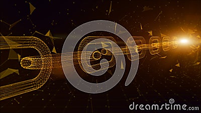 Depth of field, Network Chain Links Connections, Crypto currency connected and Digital technology network concept Stock Photo